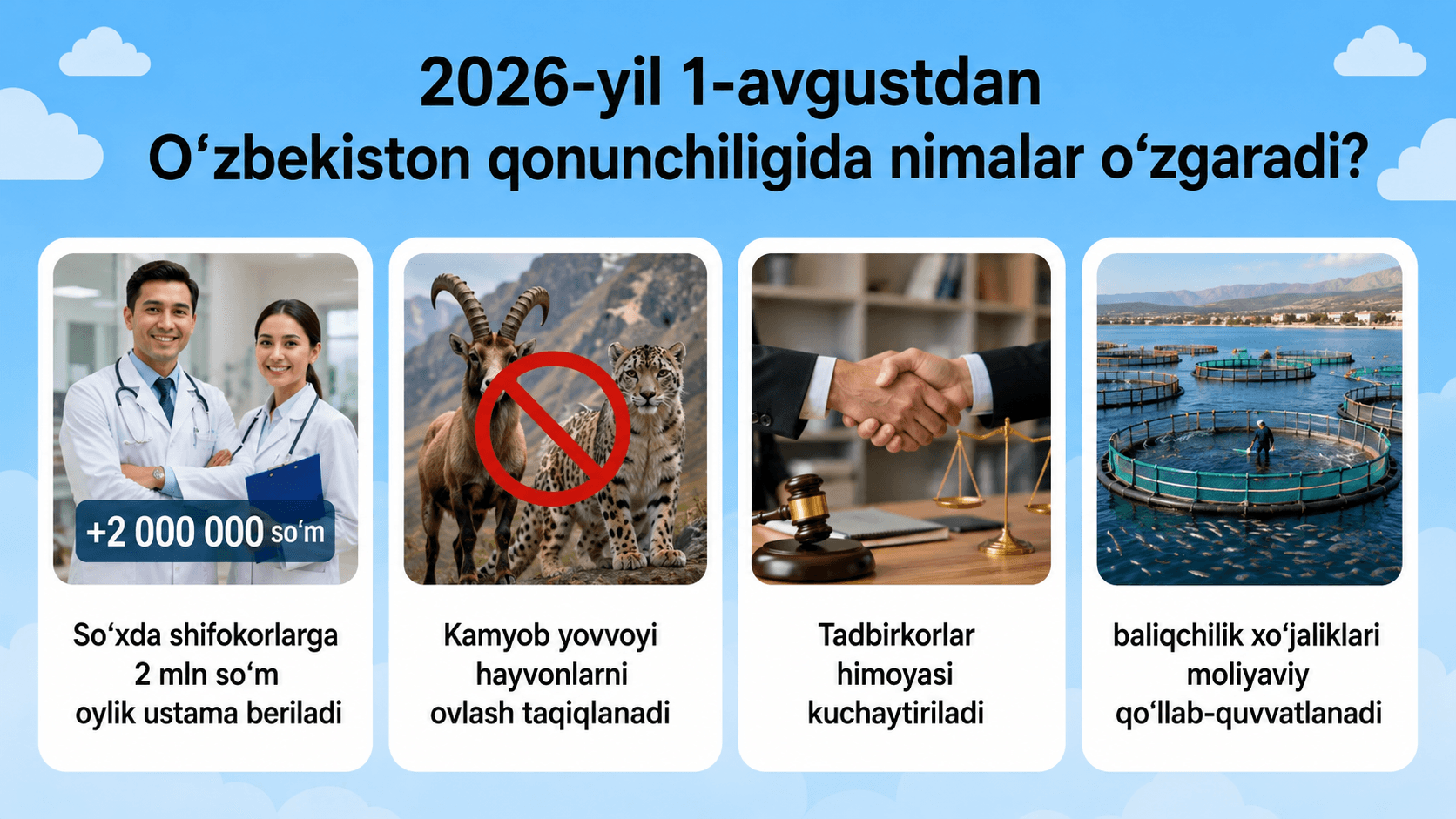 2026 yil 1 avgustdan O‘zbekistonda qanday yangiliklar kutmoqda?