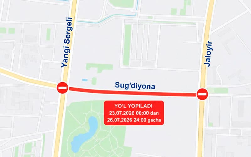 Sergelida transport harakatiga vaqtincha cheklovlar kiritildi