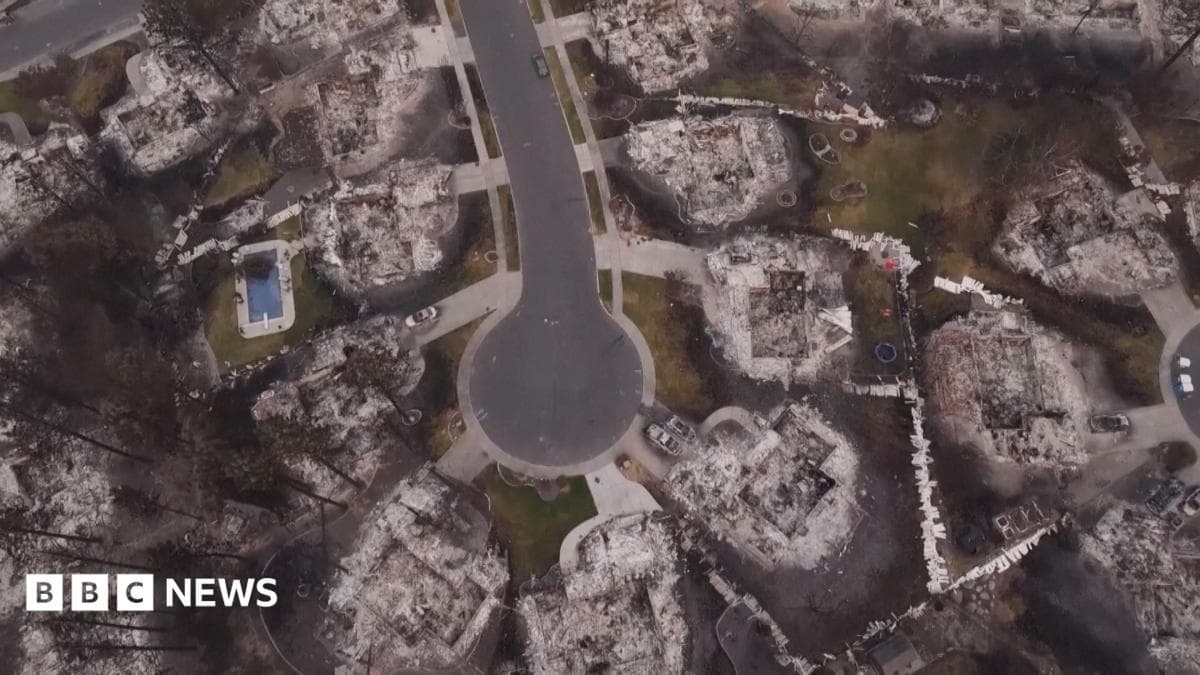 Spokane o'rmon yong'inlari oqibatlari havodan ko'rinmoqda