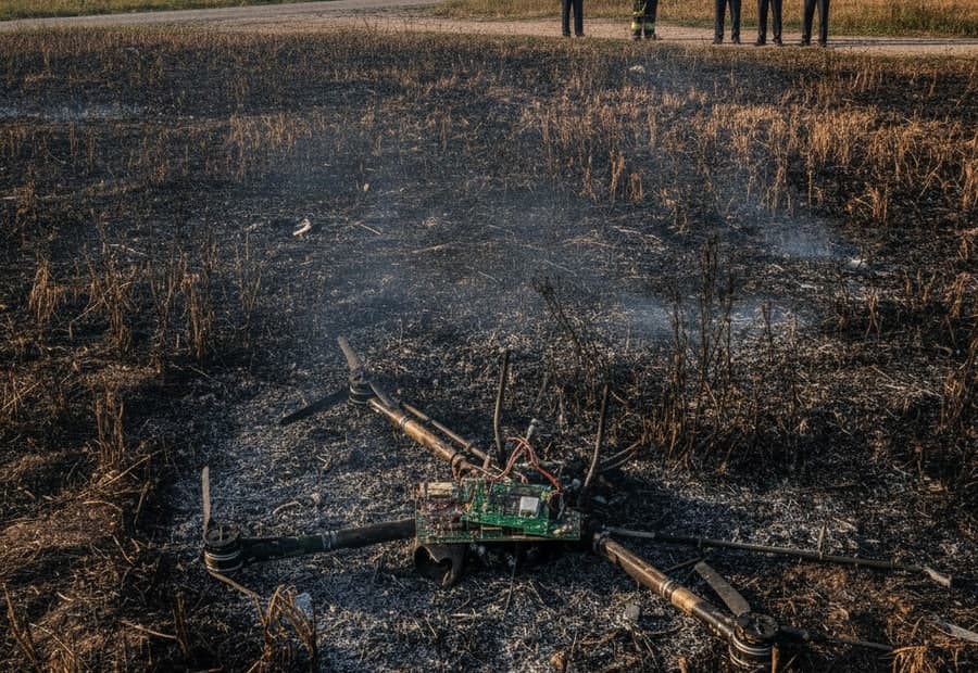 В Молдове дрон врезался в дерево и взорвался, возник пожар