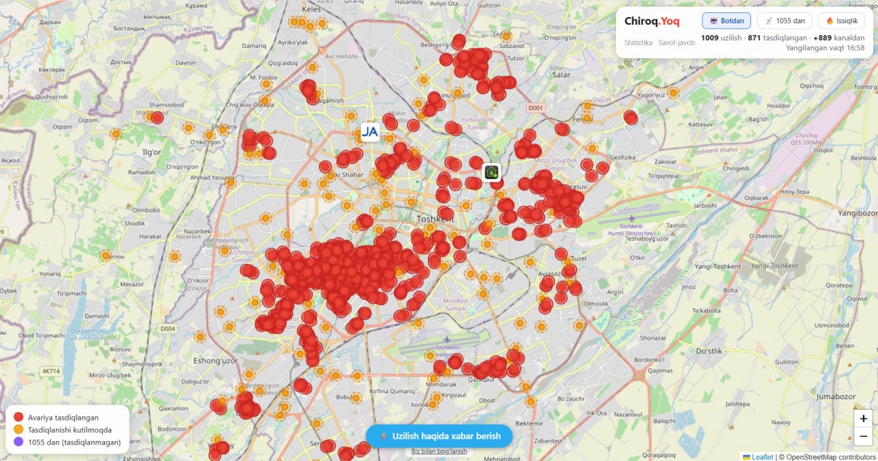 Chilonzorda elektr uzilishlari avj oldi